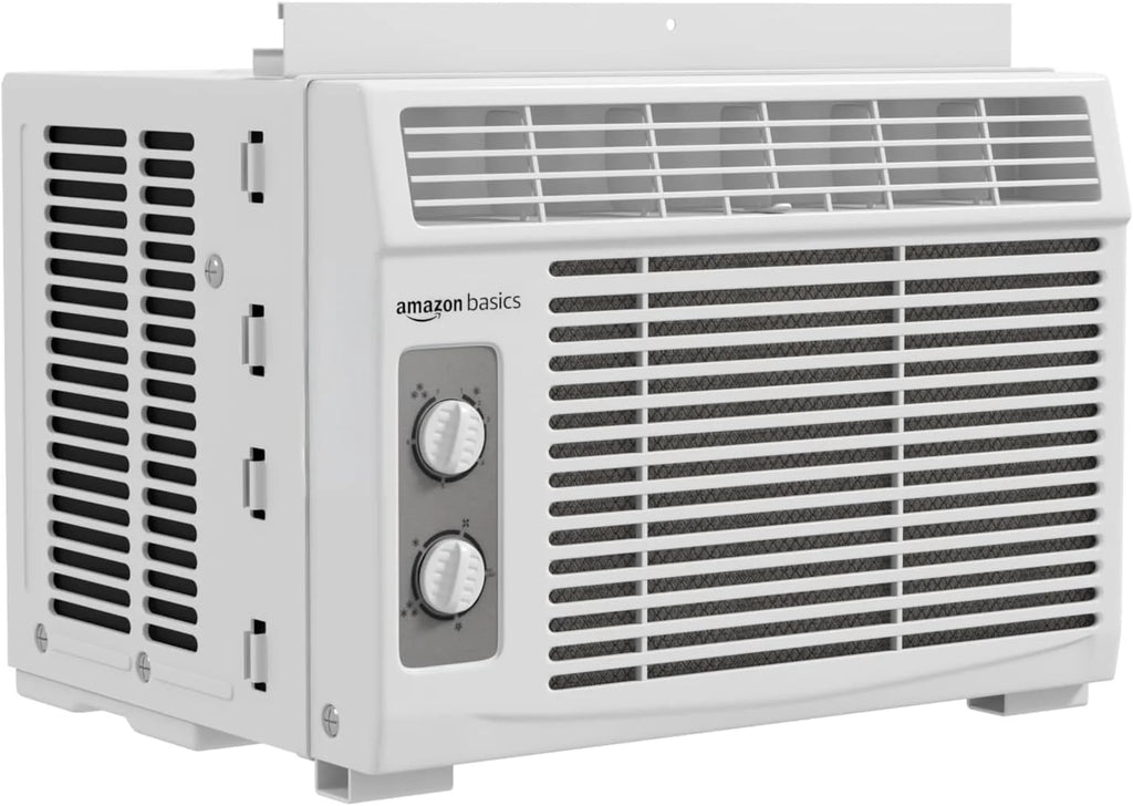 Amazon Basics 5000-BTU Window Air Conditioner with Quiet Operation, Up to 150 Sqf, Cool and Fan Functions, Washable Filter, Adjustable Window Kit