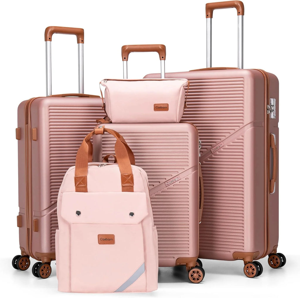 5-Piece Luggage Set with Spinner Wheels, Hard-Shell ABS Luggage Set with Tsa Lock, Lightweight Hard-Shell Waterproof Travel Case, Unisex, Gray