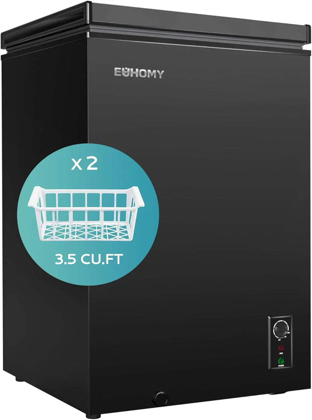 EUHOMY 3.5 Cu.Ft Chest Freezer with Removable Basket Small Deep Freezer Adjustable 7 Thermostat